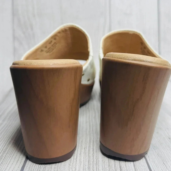 Dr. Scholl’s Womens Faux Wood Platform‎ Riveted Wake Up Sandal Mule White 11 M - Picture 3 of 7